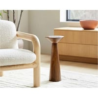 طاولة جانبية خشب طبيعي بني - 35×35×60 سم