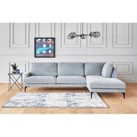 كنبة زاوية خشب سويدي و كتان - رمادي