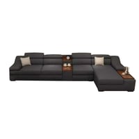 كنبة زاوية خشب سويدي و كتان - رمادي