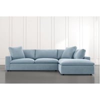 كنبة زاوية خشب سويدي ومخمل - أزرق