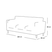 كنبة ثلاث مقاعد كتان وخشب سويدى - رمادى