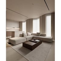 كنبة زاوية خشب سويدي وكتان - اوف وايت