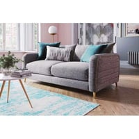 كنبة ثلاث مقاعد سويدي وكتان - رمادي