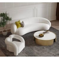 غرفة معيشة خشب سويدي وبوكليه قطعتين - اوف وايت