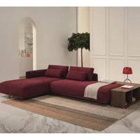 كنبة زاوية ام دي اف تايلاندي و مخمل- أحمر