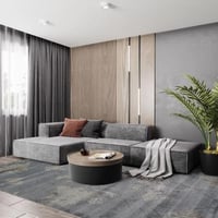 كنبة زاوية خشب سويدي وكتان - رمادي