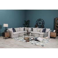 كنبة زاوية خشب سويدي و كتان - رمادي