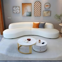 طقم غرفة معيشة خشب سويدي ومخمل قطعتين - ابيض