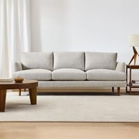 كنبة ثلاث مقاعد كتان خشب سويدي رمادي