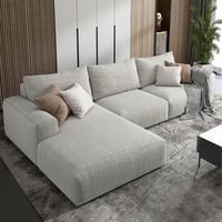 كنبة زاوية خشب سويدي و كتان - بيج