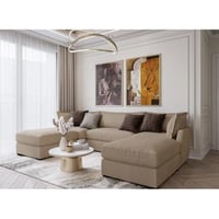 كنبة زاوية 335×201×85×75 سم - بيج