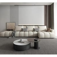 كنبه زاويه خشب سويدي و مخمل - أوف وايت