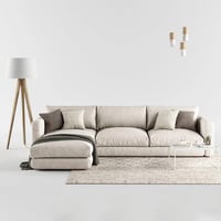 كنبة زاوية خشب سويدي و كتان - بيج