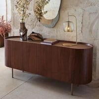 بوفيه خشب ام دي اف و ستيل بني - 160×50×90 سم