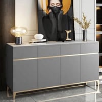 بوفية خشب 45×150×90 سم- رمادي وذهبي