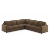 كنبة زاوية خشب فنلندي وكتان - بني