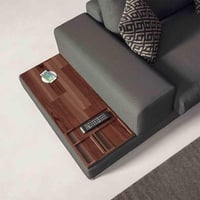 كنبة زاوية خشب سويدي و كتان - رمادي