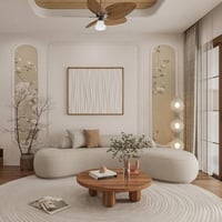 كنبة بثلاثة مقاعد خشب سويدي و بوكليه - اوف وايت