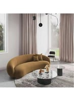 كنبة 3 مقاعد من الخشب السويدي والفيلفت - بني