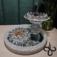 صحن ومبخرة الوردة وحامل للعود