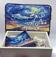 حقيبة كمبيوتر محمول , لوحة فارة الكمبيوتر , وسادة معصم للكيبورد (3 قطع)