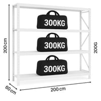 رفوف تخزين ابيض متوسطة 200x200x60 سم