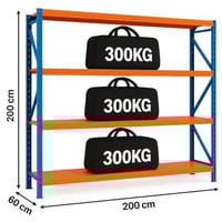 رفوف تخزين خفيف الي متوسط 300كيلوة 200x200x60 سم