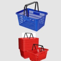 سلة بقالة بلاستيكية حمراء ، سلة يد سوبر ماركت 35 ×...