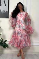 فستان ناعم مشجر لون وردي