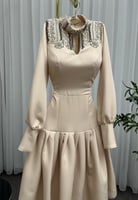 فستان سهره مميز لون بيج