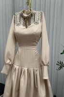 فستان سهره مميز لون بيج