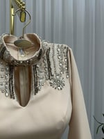 فستان سهره مميز لون بيج