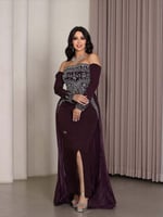 فستان باربي تطريز مع ذيل