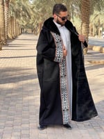 فروه رجالي قماش سيلكا فرو ثقيل نقشة سدو مع قبعه