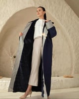 فروه نسائي شتويه مع شال سكري وكحلي