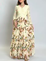 فستان زهور المساء – مزيج الدانتيل والشيفون