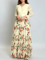 فستان زهور المساء – مزيج الدانتيل والشيفون