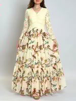 فستان زهور المساء – مزيج الدانتيل والشيفون