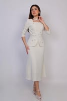 فستان نسائي أنيق باللون الفستقي المميز بتصميم راقٍ...