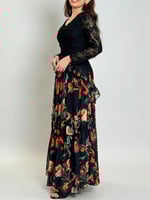 فستان زهور المساء – مزيج الدانتيل والشيفون