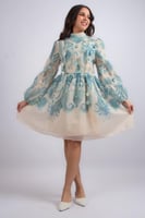 فستان ميدي بنقشة البيزلي الفاخرة وتفاصيل الشراشيب...