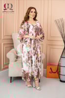 فستان ماكسي فلوري شيفون بأكمام واسعة