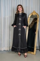 فستان حرير مبطن باكمام شيفون