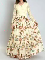 فستان زهور المساء – مزيج الدانتيل والشيفون