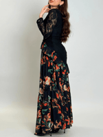 فستان زهور المساء – مزيج الدانتيل والشيفون