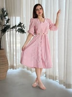 فستان ميد ناعم باكمام حايره