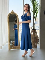 فستان ميد ناعم مكشوف الاكتاف