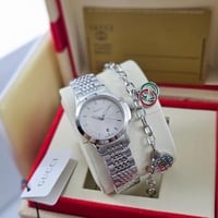 ساعة غوتشي نسائي +سواره مع كامل الملحقات