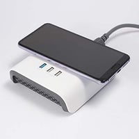 شاحن لاسلكي Budi M8J027W مع 3 محطات شحن USB Qualco...