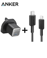 شاحن جداري منفذ واحد بقوة 30W + كيبل ايفون PD من ر...